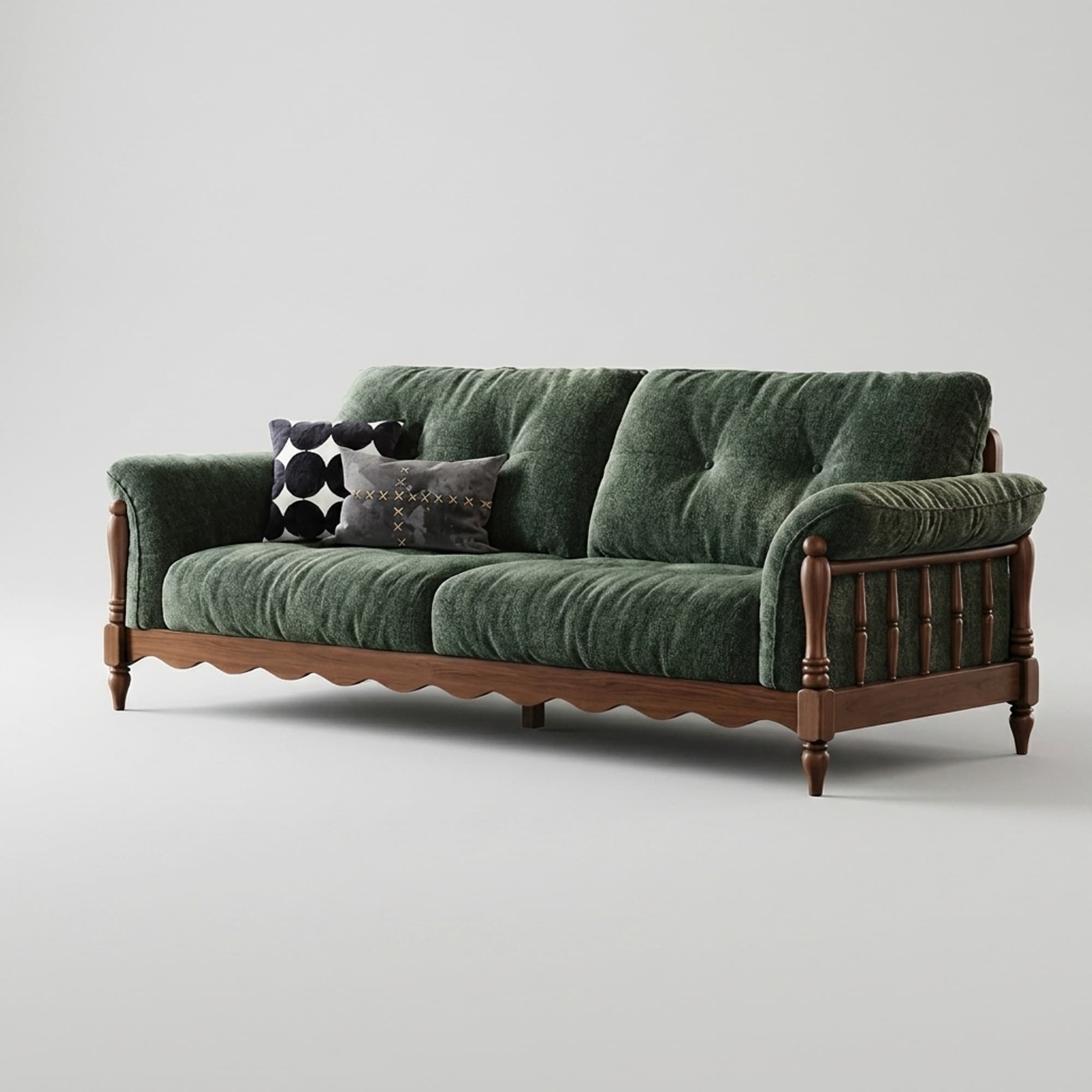 Vintage Solid Wood Chenille Sofa lifestyle 1