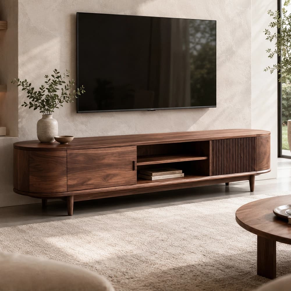 Solid Walnut Low Media Console lifestyle 3