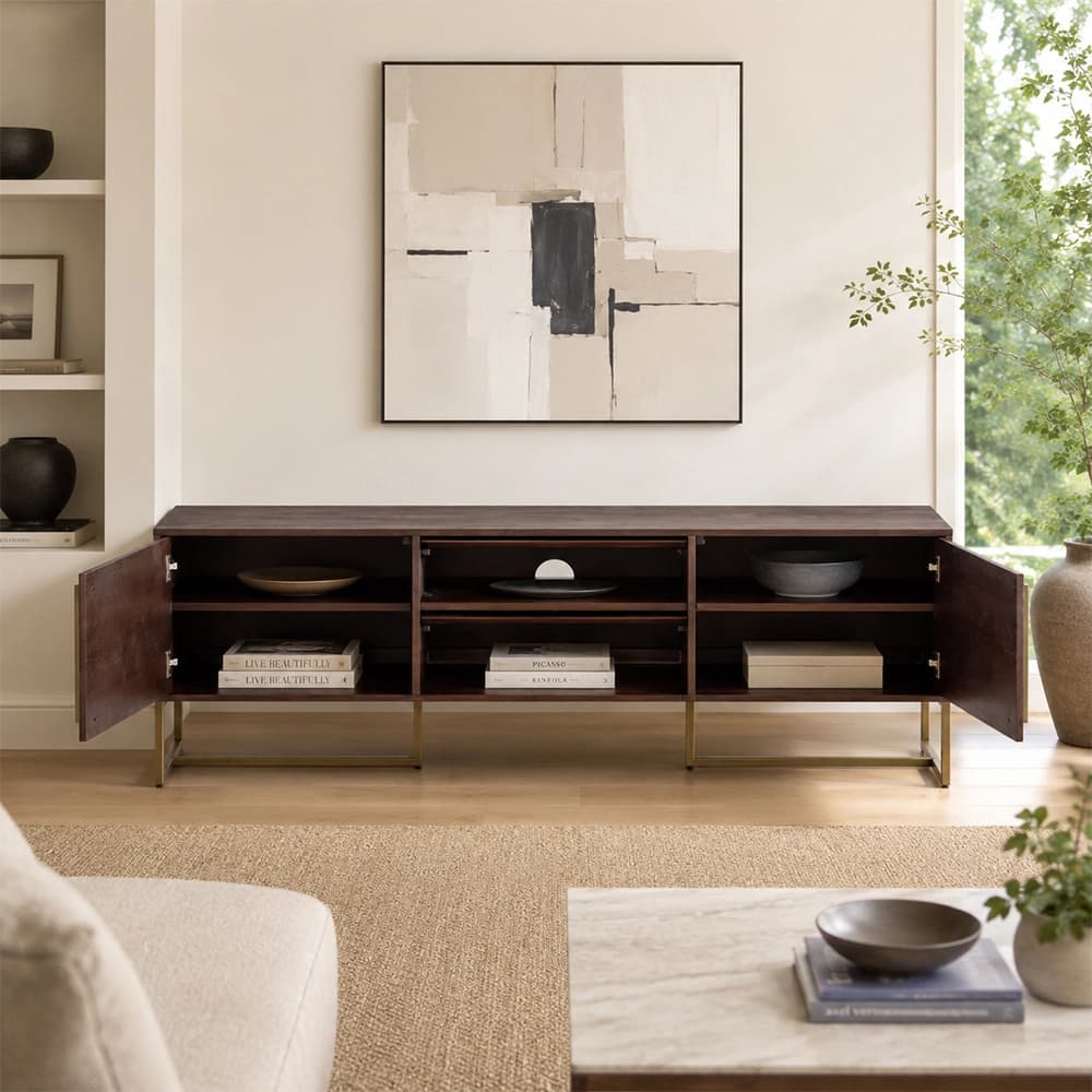 Herringbone Wood Media Console lifestyle 3
