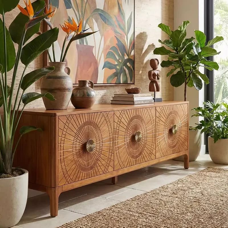Vintage Solid Wood TV Console lifestyle 1