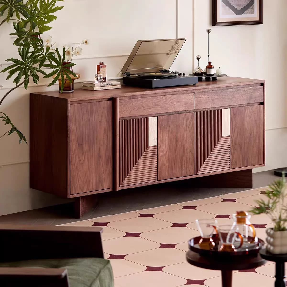 Sculpted Walnut Sideboard lifestyle 2