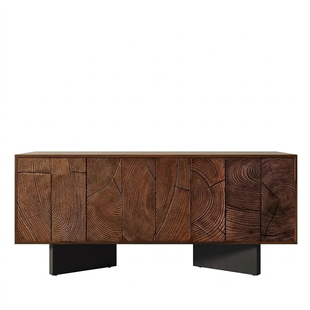 Tree Ring Relief Walnut Sideboard lifestyle 1