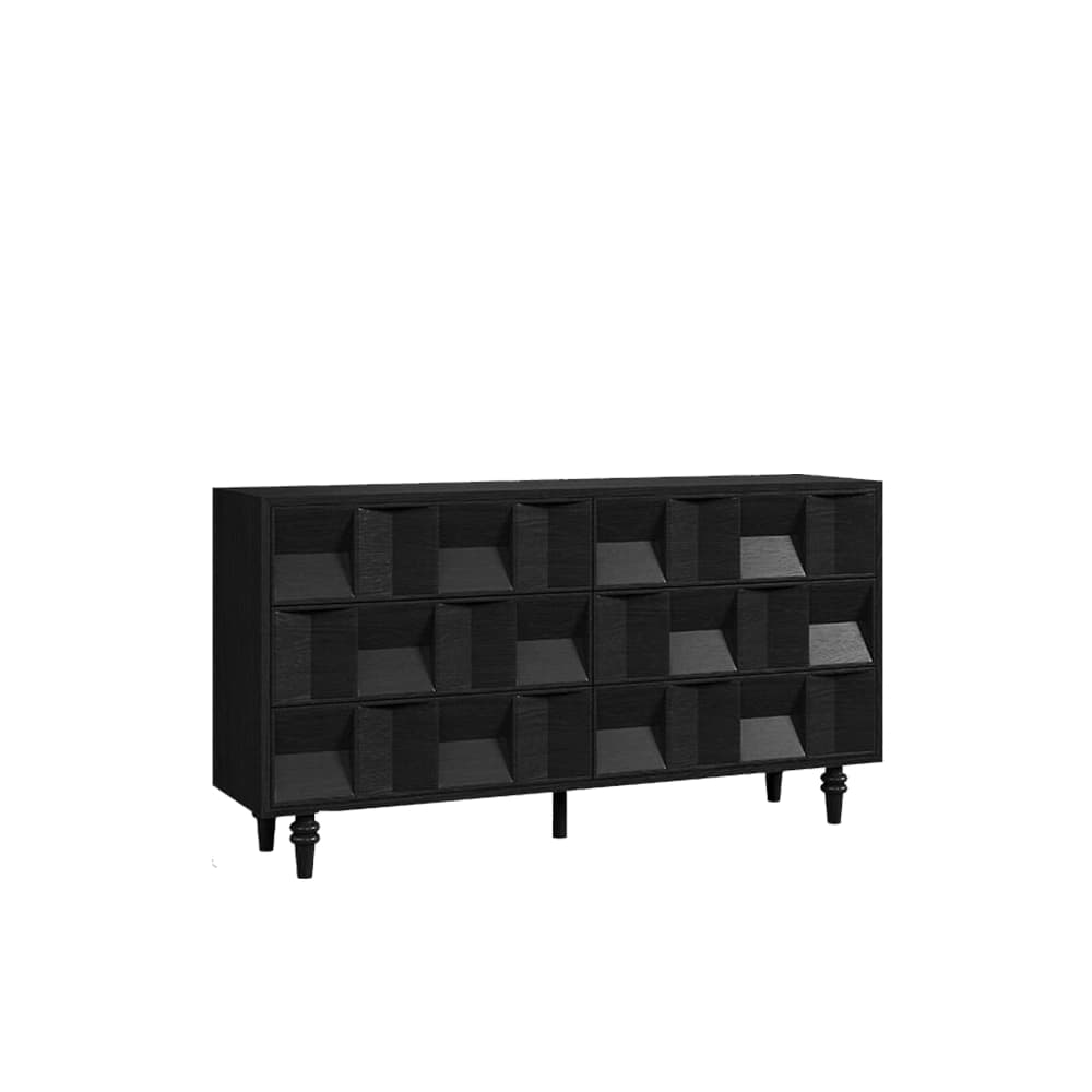 Black Wood Six-Drawer Sideboard lifestyle 1