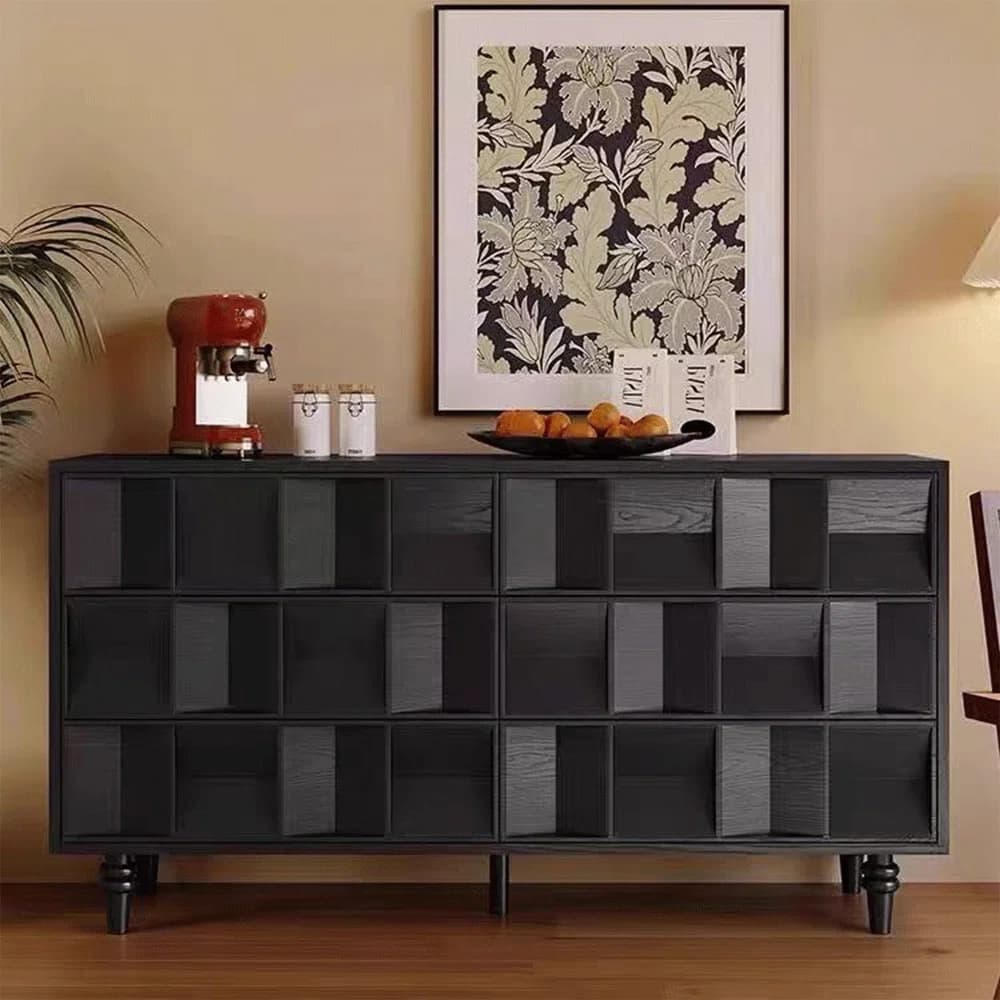Black Wood Six-Drawer Sideboard lifestyle 2