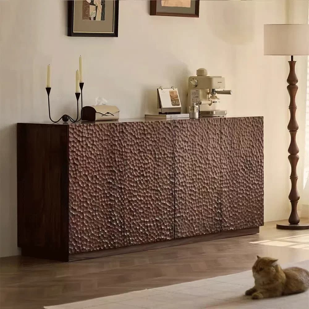 Sculpted Walnut Sideboard Cabinet lifestyle 2