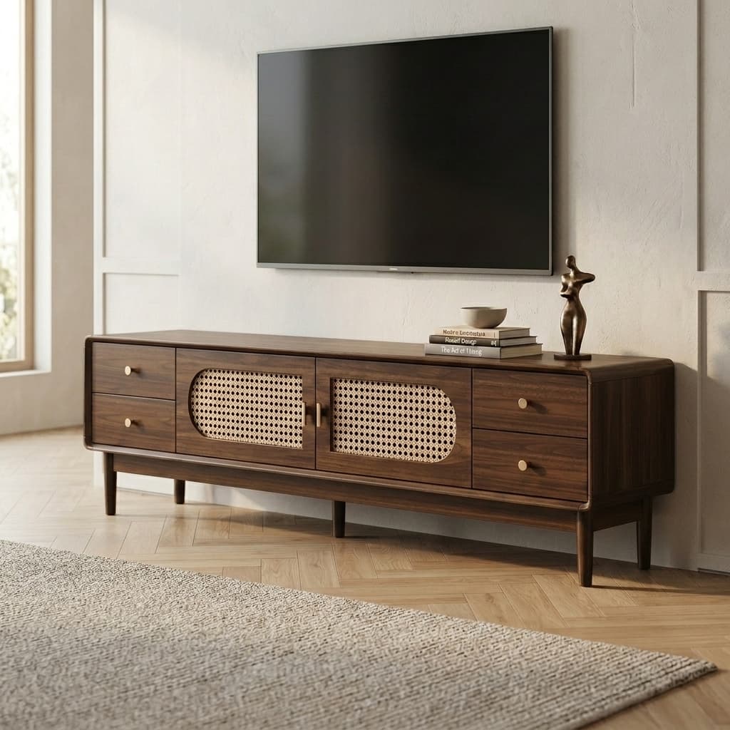 Mid-Century Solid Wood Media Console lifestyle 3