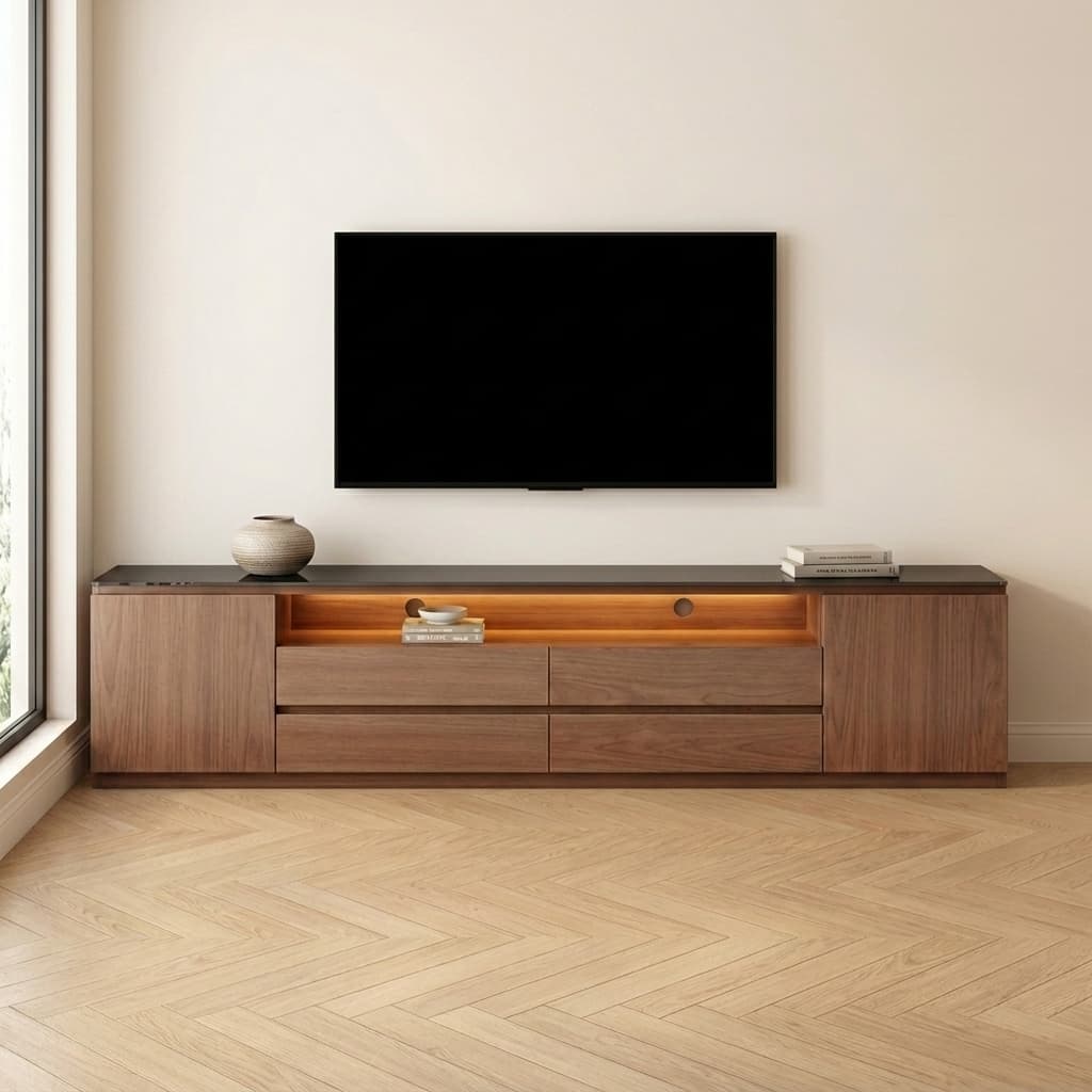 Modern Brown Wood Media Console lifestyle 3