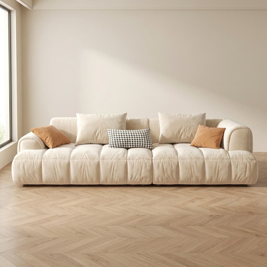 Velvet Round Arm Sectional Sofa
