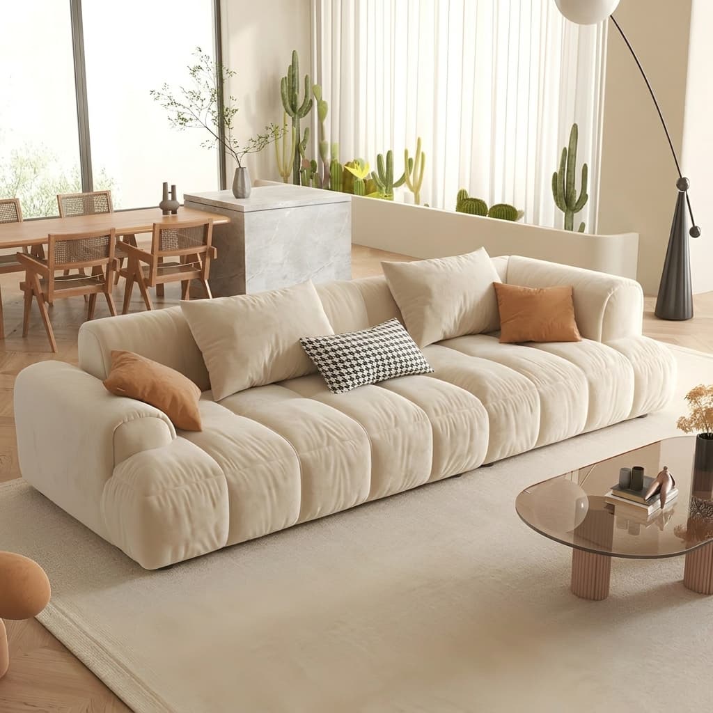 Velvet Round Arm Sectional Sofa lifestyle 3