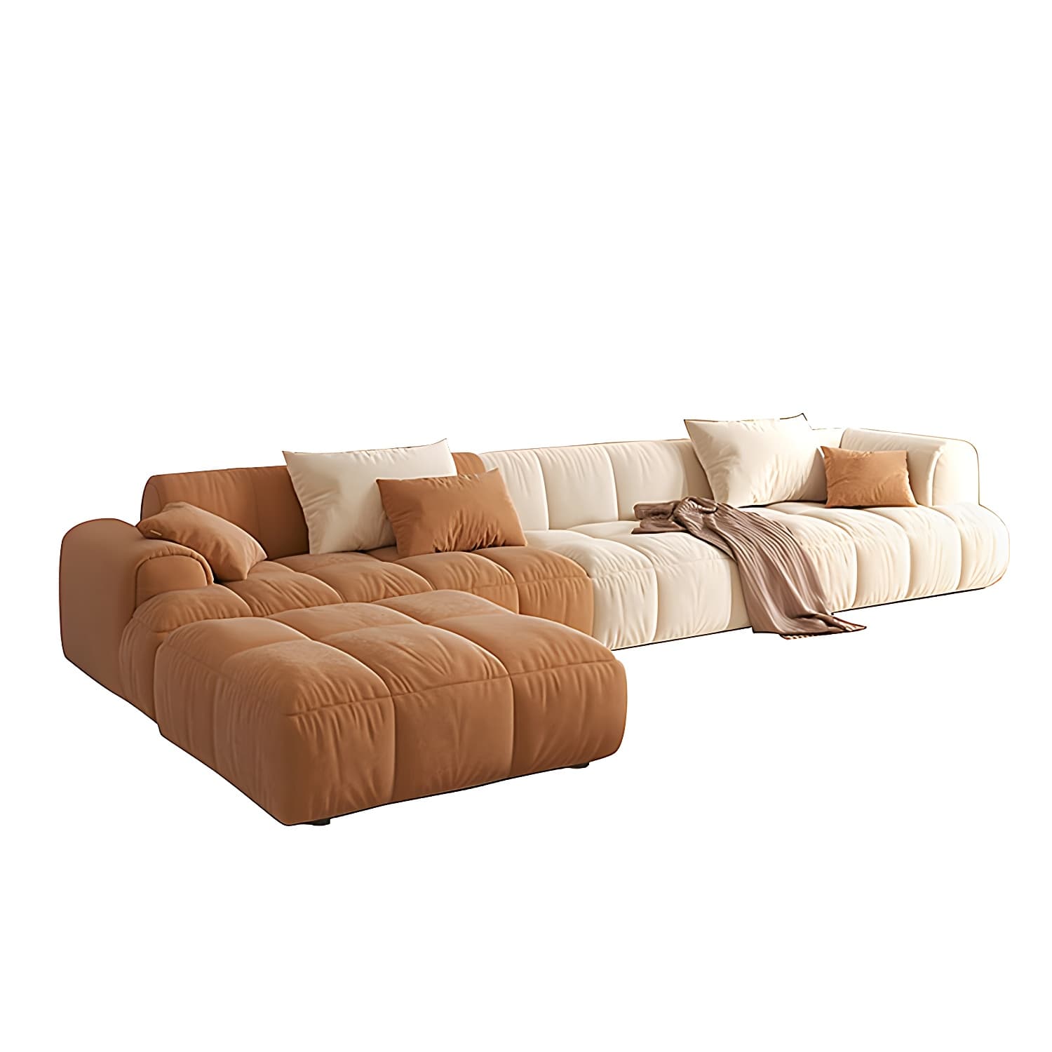 Velvet Round Arm Sectional Sofa lifestyle 1