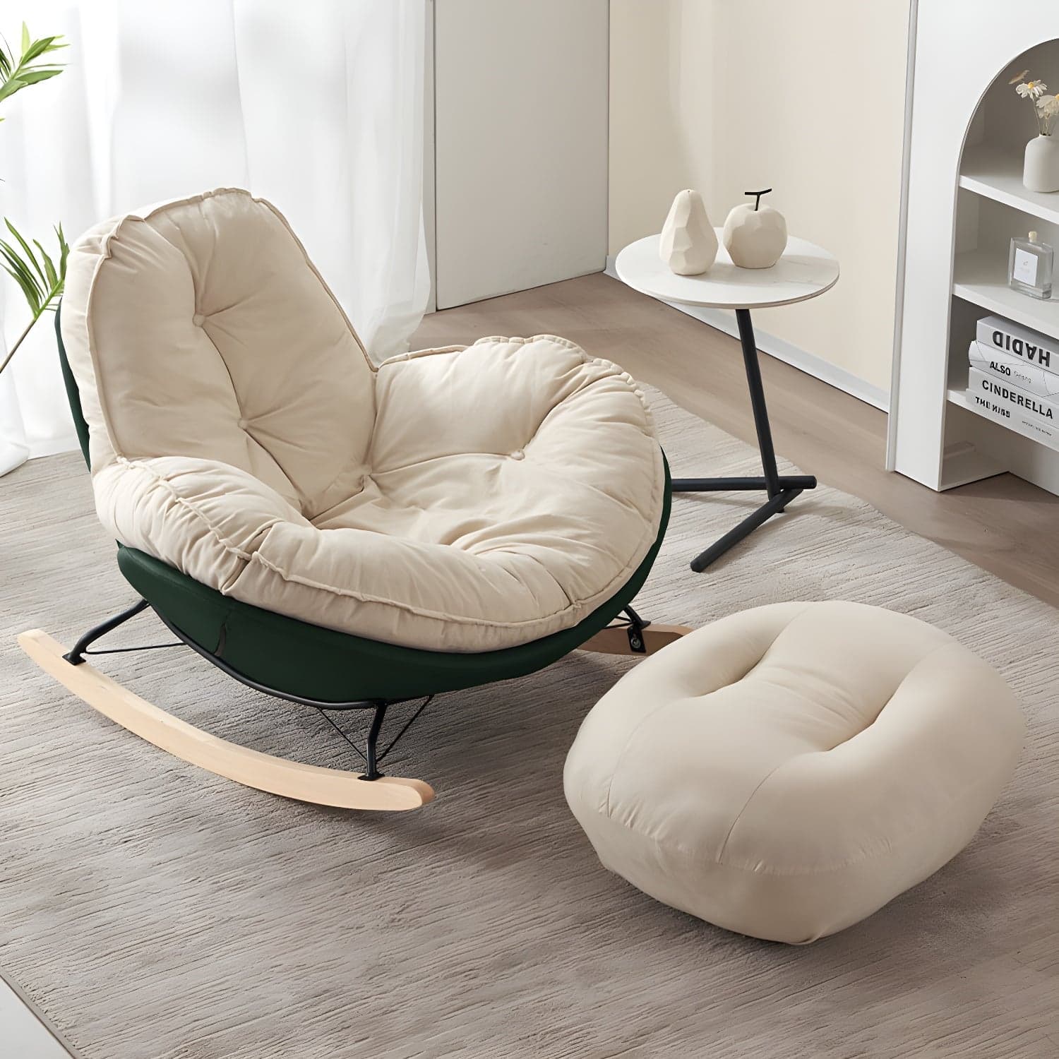 Upholstered Rocking Chair with Wood Base lifestyle 3