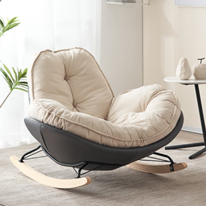 Upholstered Rocking Chair with Wood Base lifestyle 1
