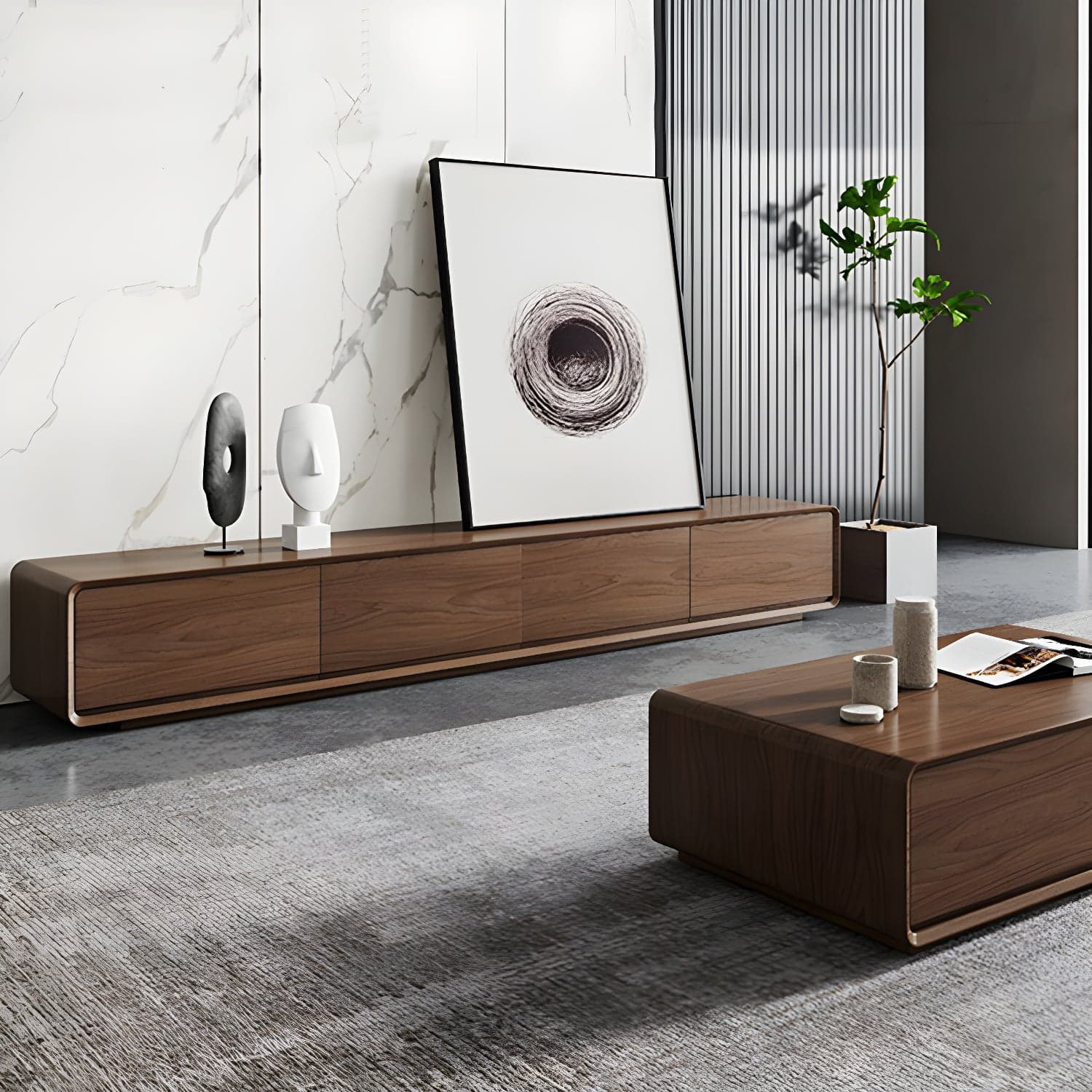 Walnut Low-Profile TV Console lifestyle 3