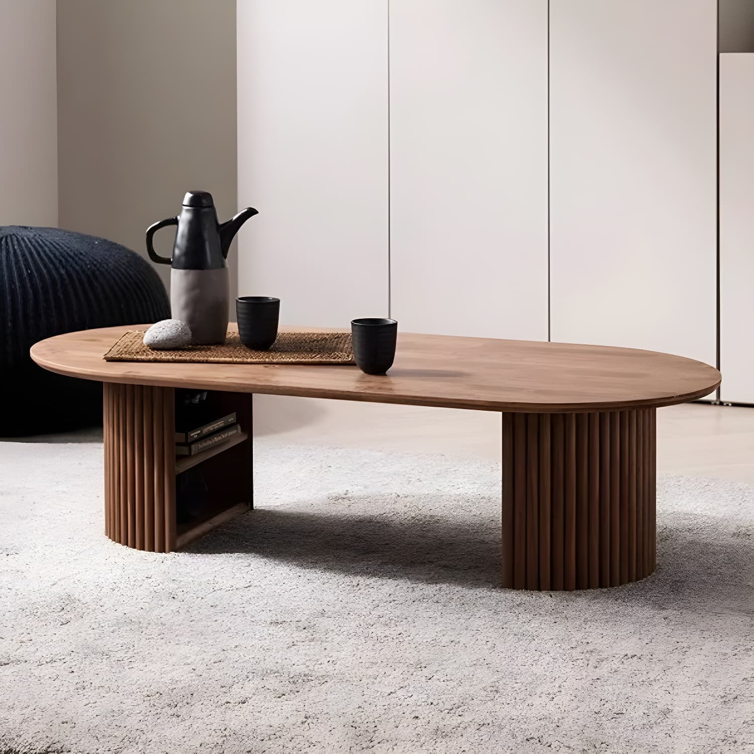 Sculptural Wood Coffee Table lifestyle 1