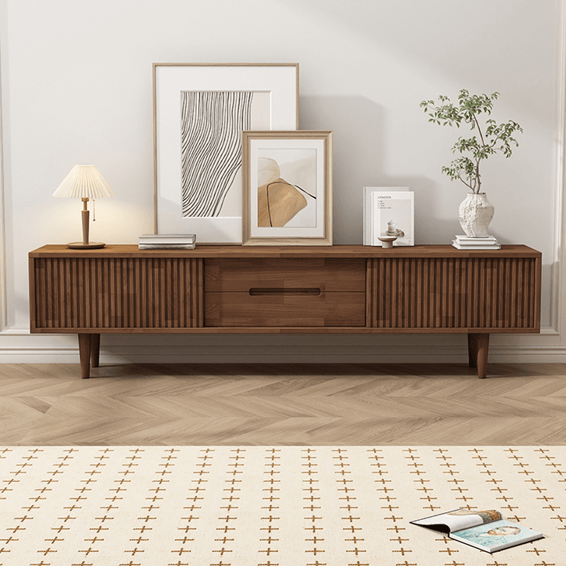 Solid Oak Mid-Century TV Stand