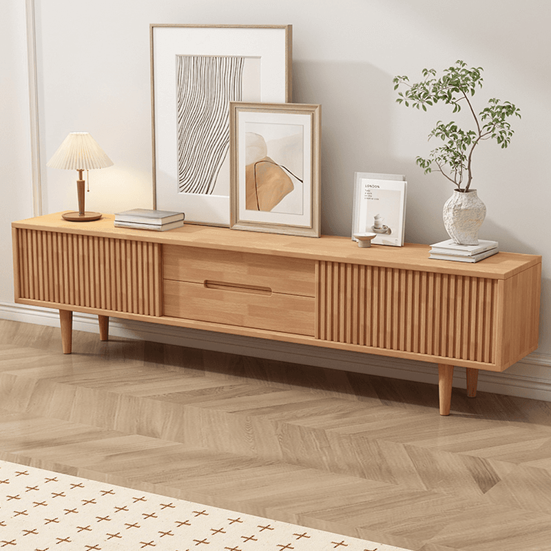 Solid Oak Mid-Century TV Stand lifestyle 1
