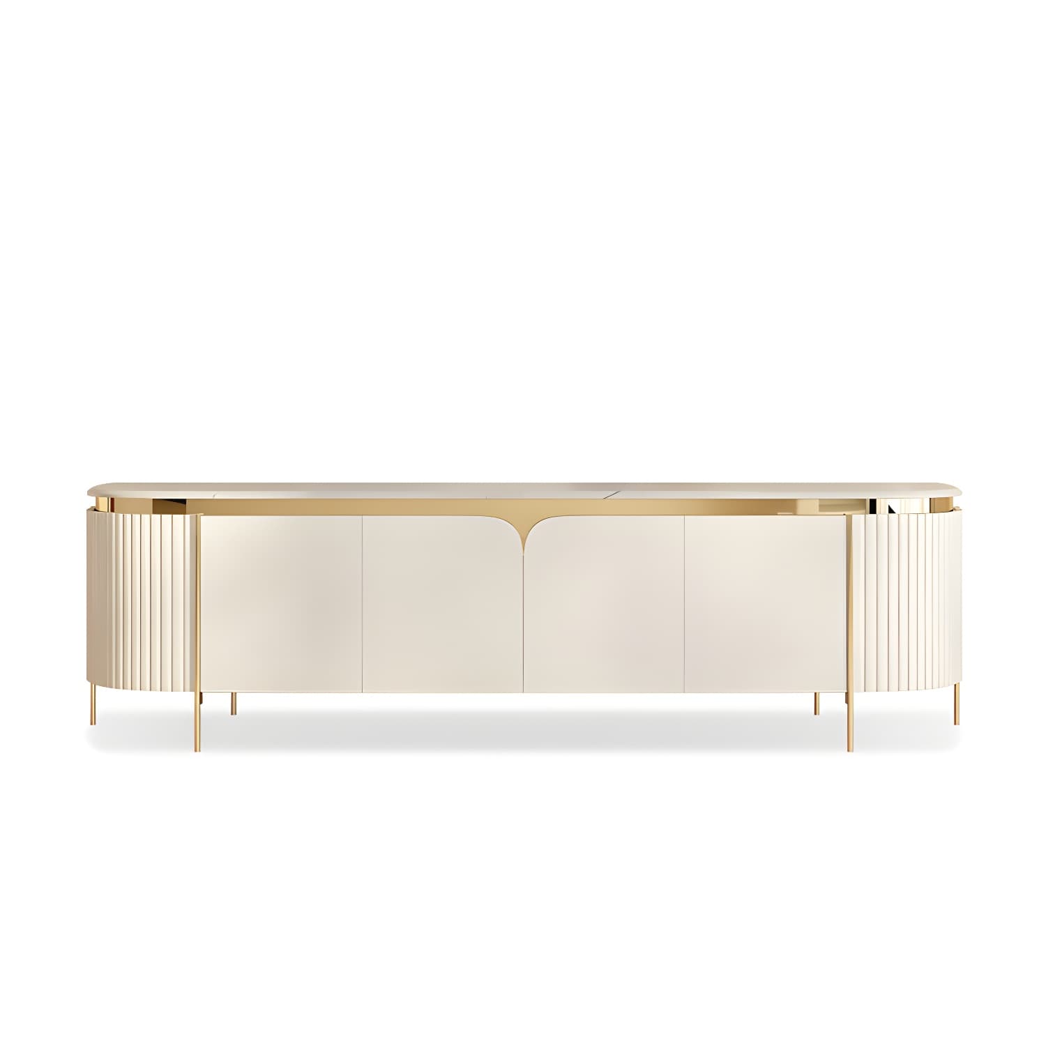 Solid Wood & Marble Media Console lifestyle 1