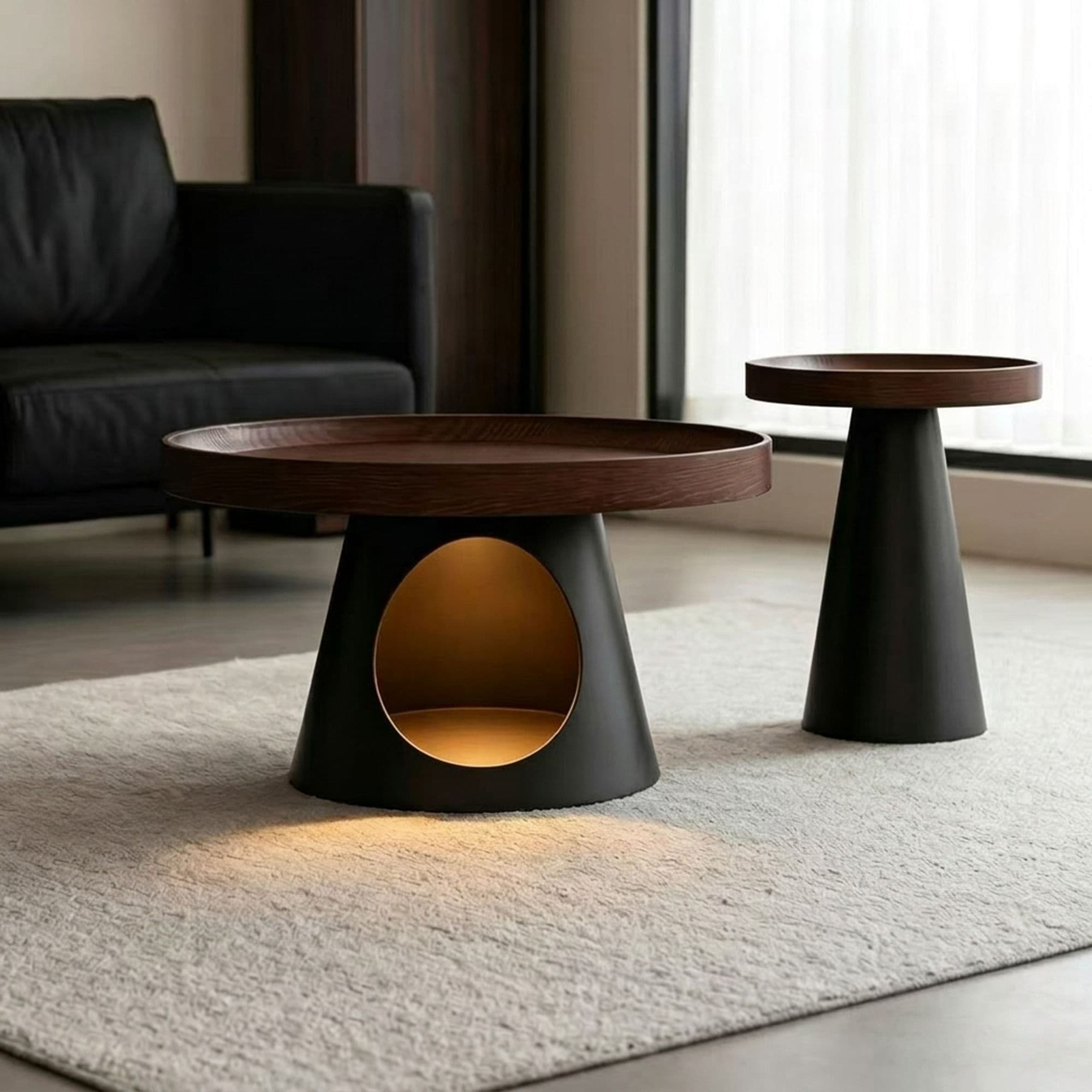 Round Coffee Table with Cat Den lifestyle 2