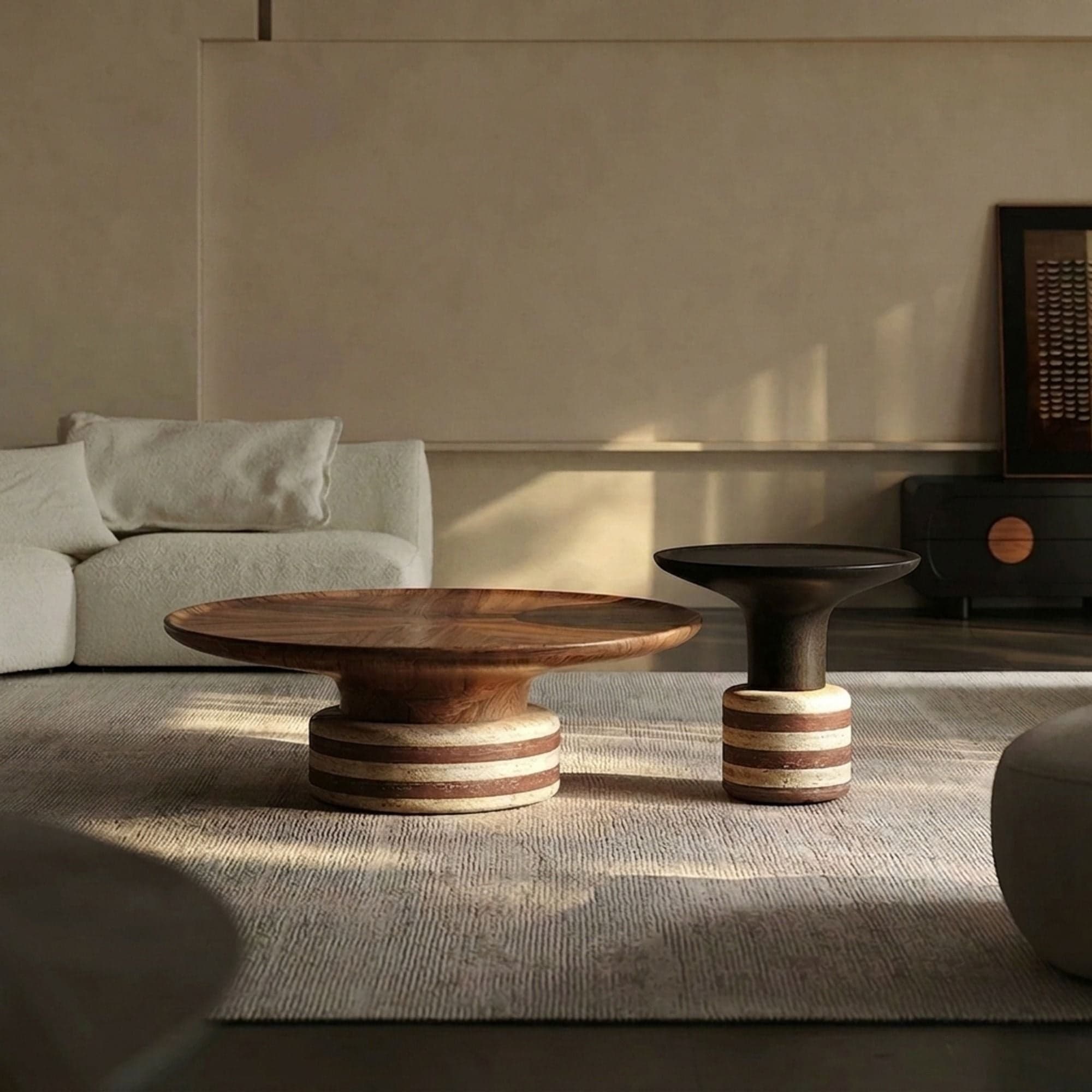 Travertine Coffee Table Set lifestyle 2
