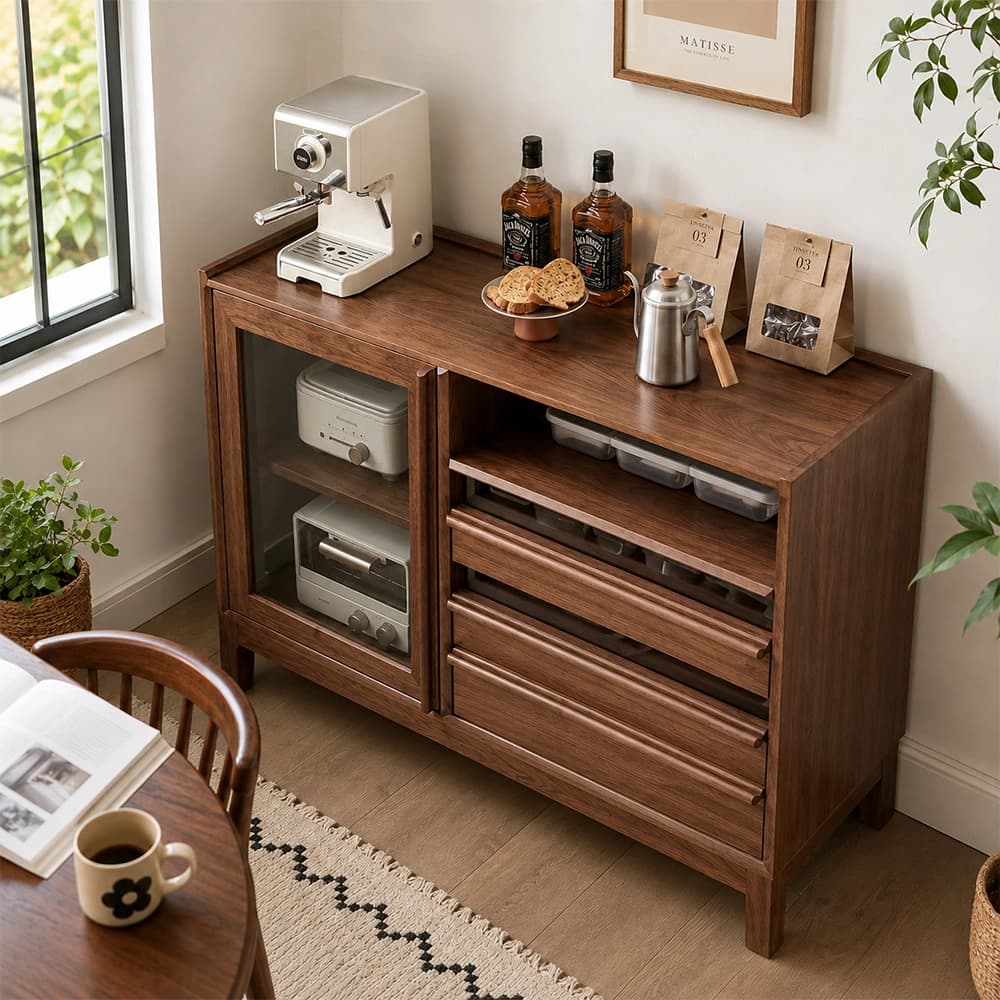 Black Walnut Sideboard with Glass Doors lifestyle 3