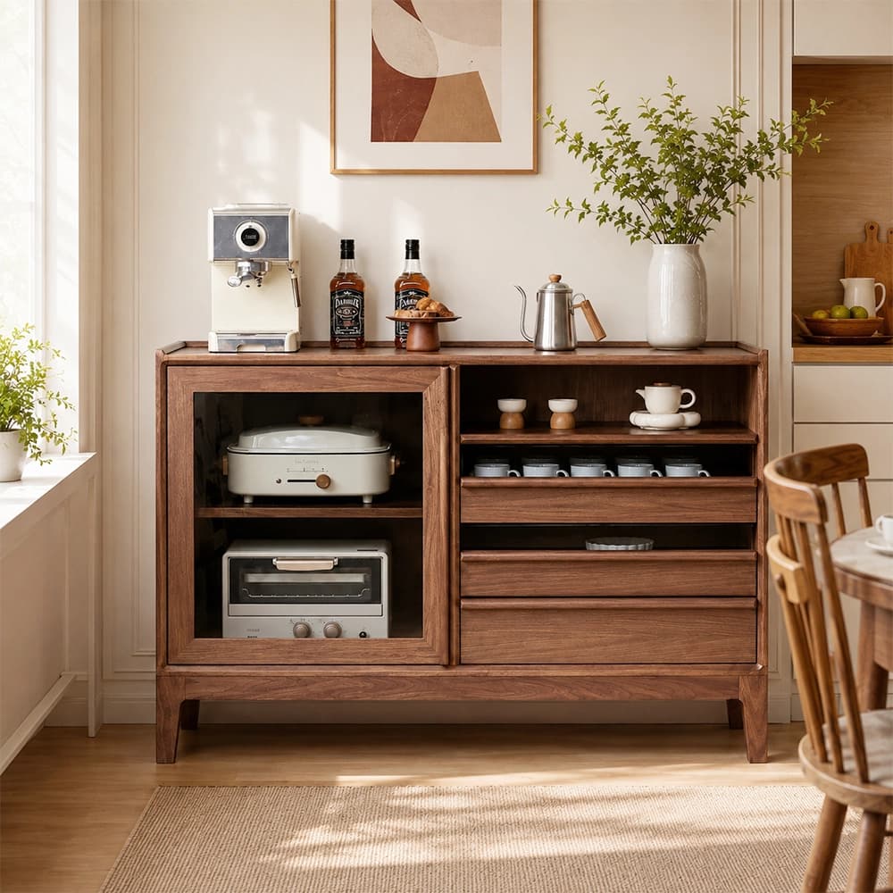 Black Walnut Sideboard with Glass Doors lifestyle 1