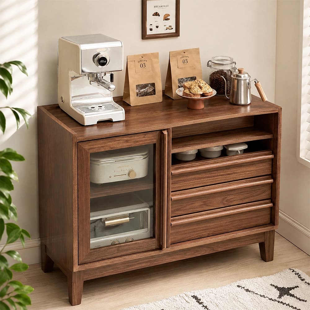 Black Walnut Sideboard with Glass Doors lifestyle 2