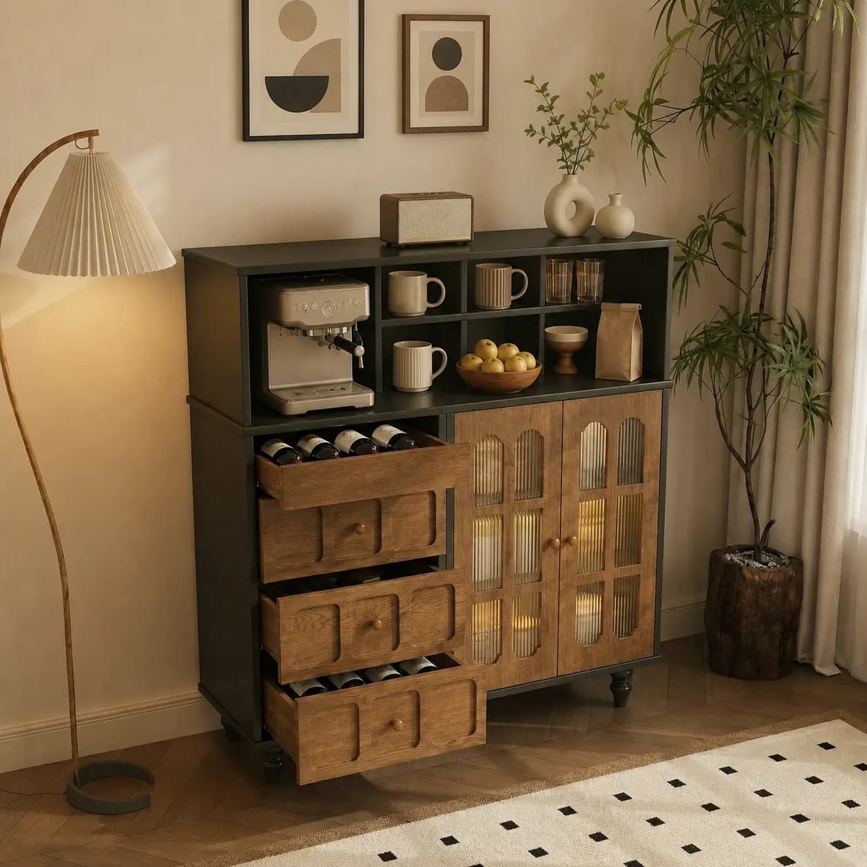 Mid-Century Solid Wood Sideboard lifestyle 3