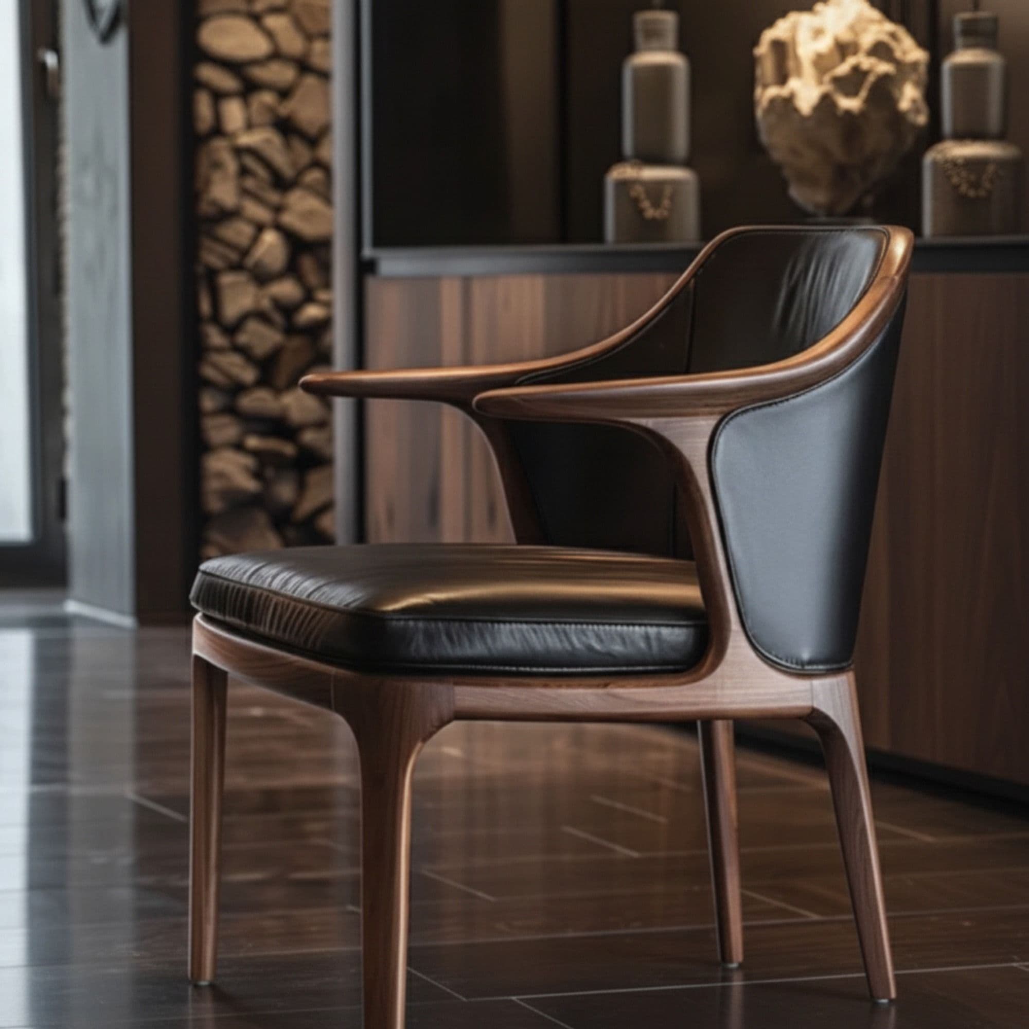 Walnut & Leather Dining Chair lifestyle 1