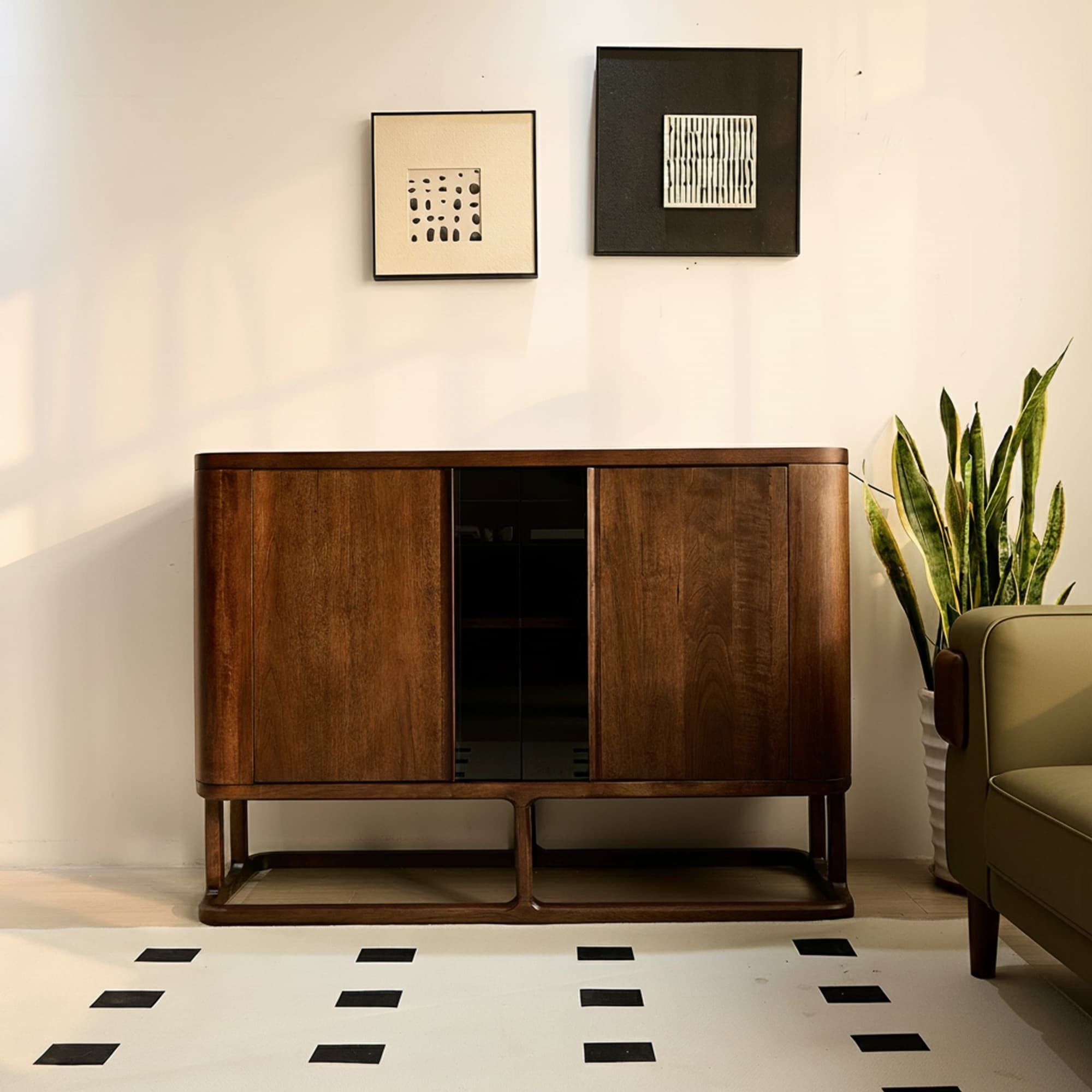 Solid Walnut Modern Sideboard lifestyle 1