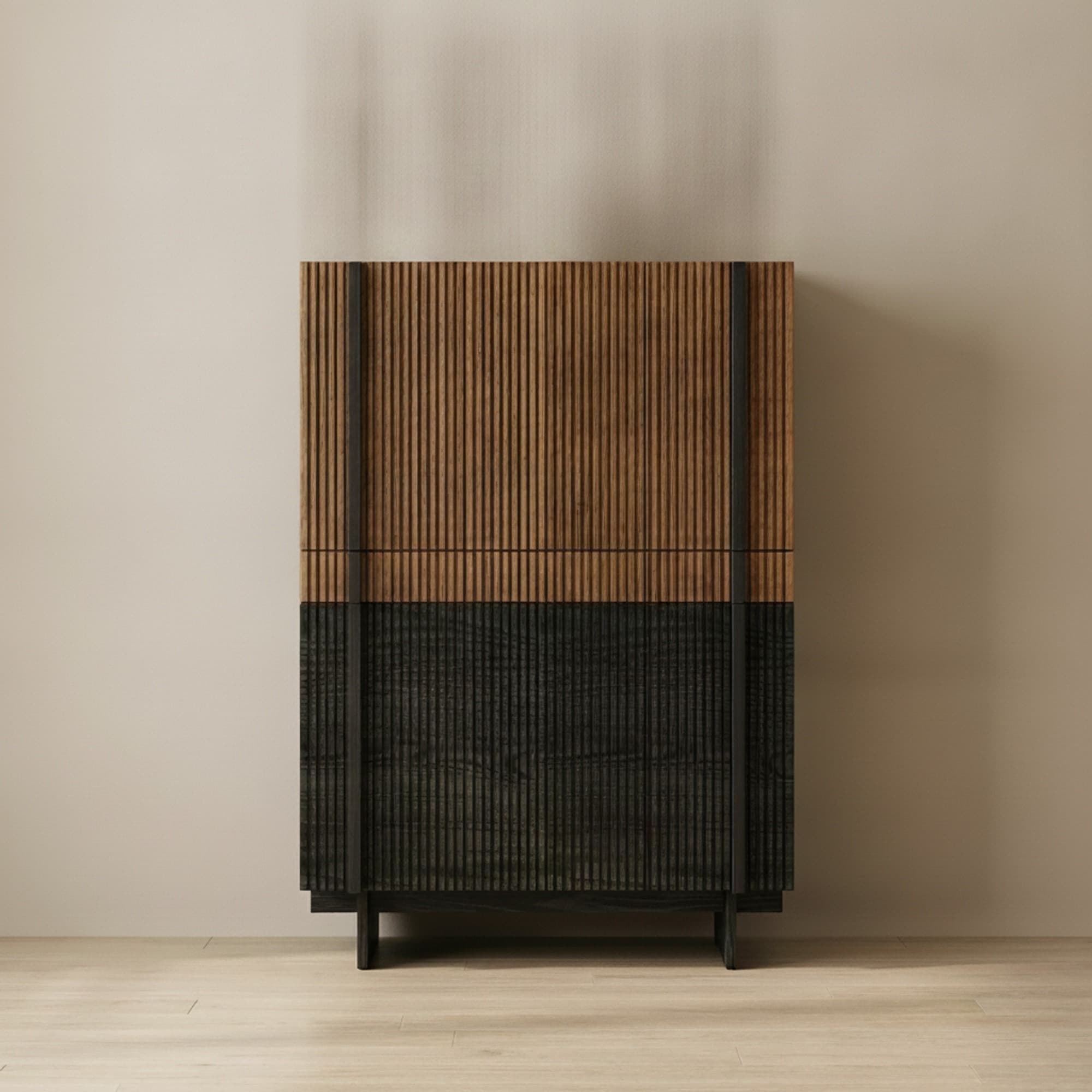 Mid-Century Rubberwood Storage Cabinet lifestyle 1