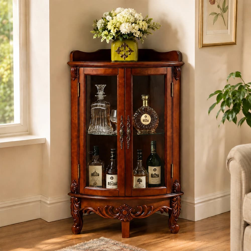 Vintage Solid Wood Corner Cabinet lifestyle 1