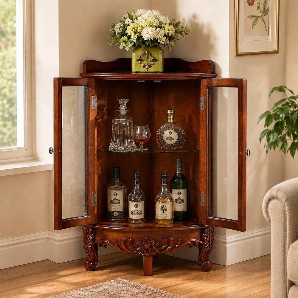 Vintage Solid Wood Corner Cabinet lifestyle 2