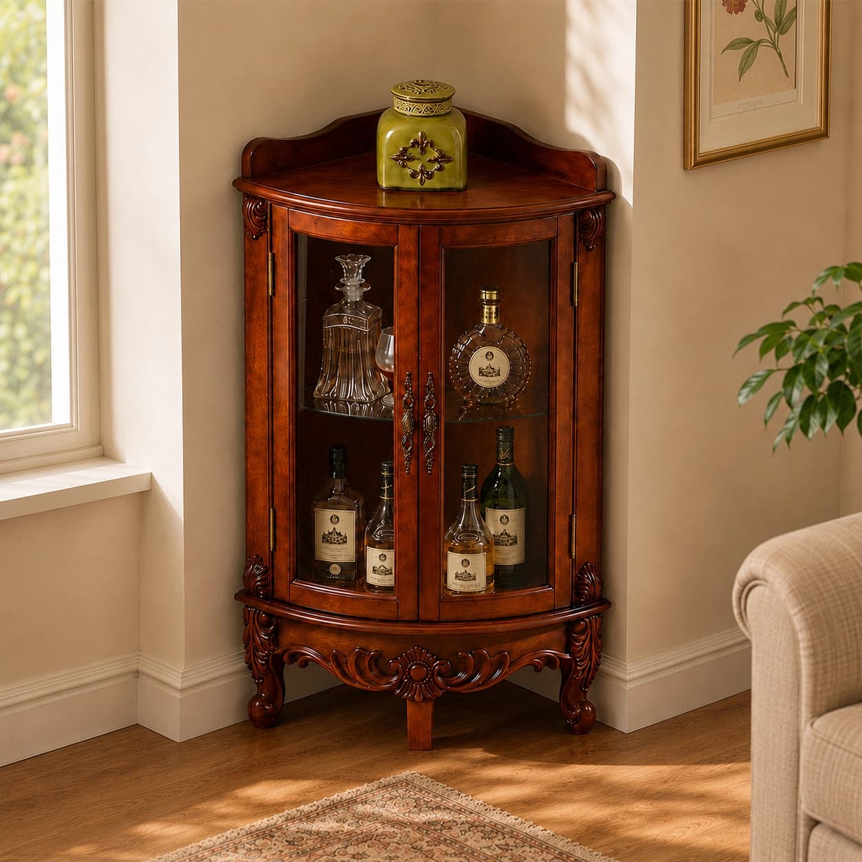 Vintage Solid Wood Corner Cabinet lifestyle 3