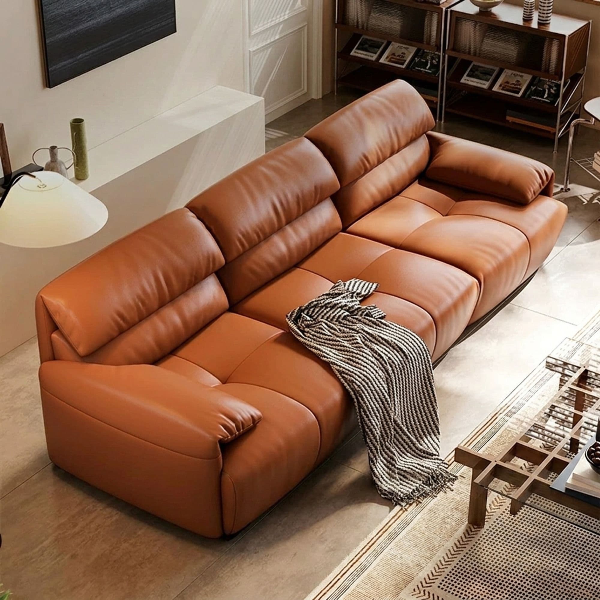 Retro Elephant Ear Leather Sofa lifestyle 1