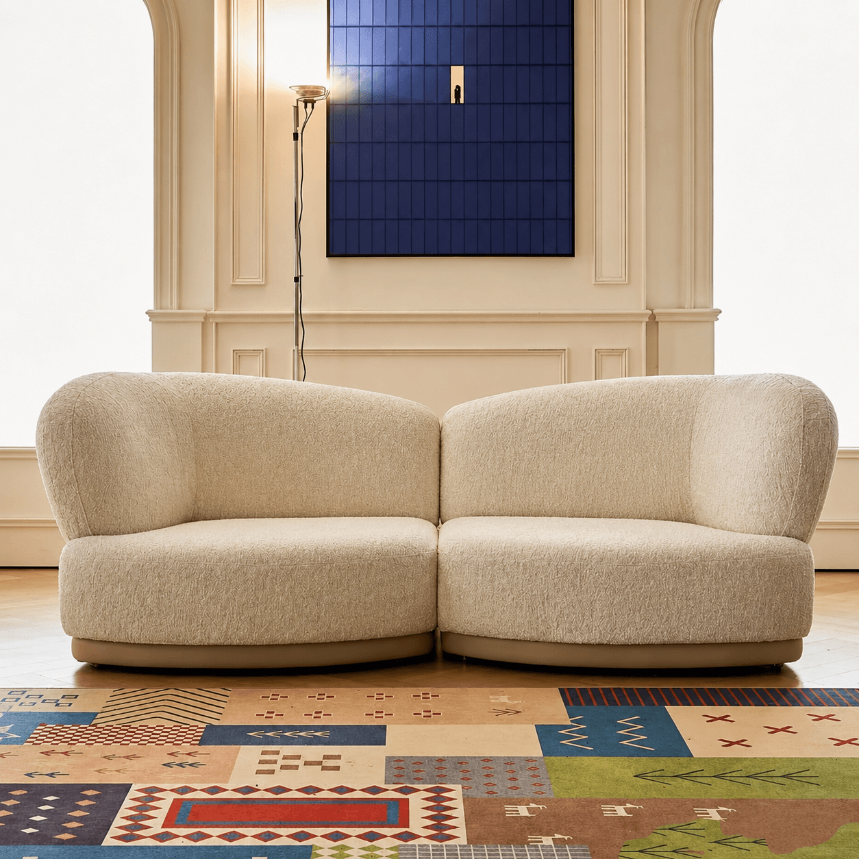 Curved Off-White Butterfly Sofa lifestyle 1