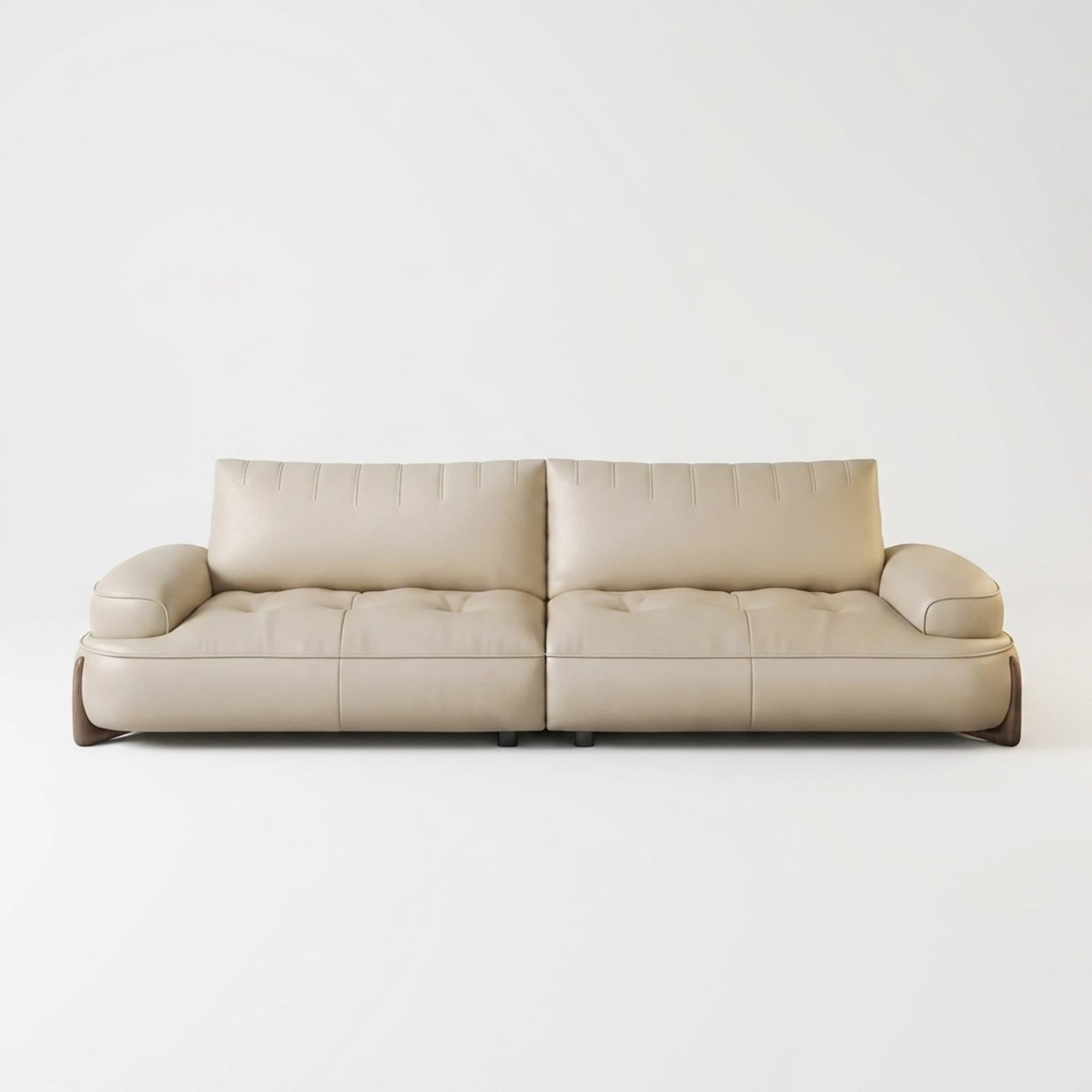 Straight Line Creamy Leather Sofa lifestyle 1