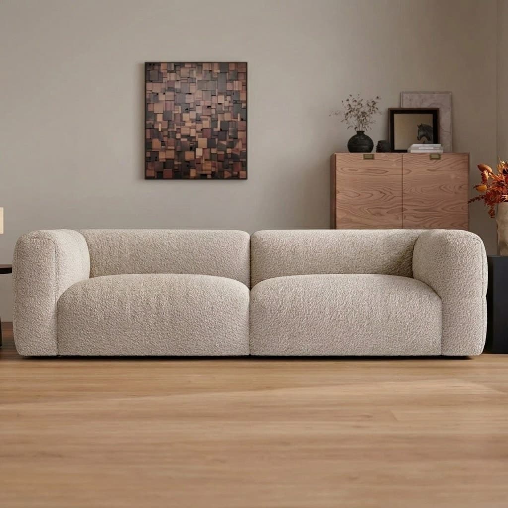 Sculptural Chenille Sofa lifestyle 1