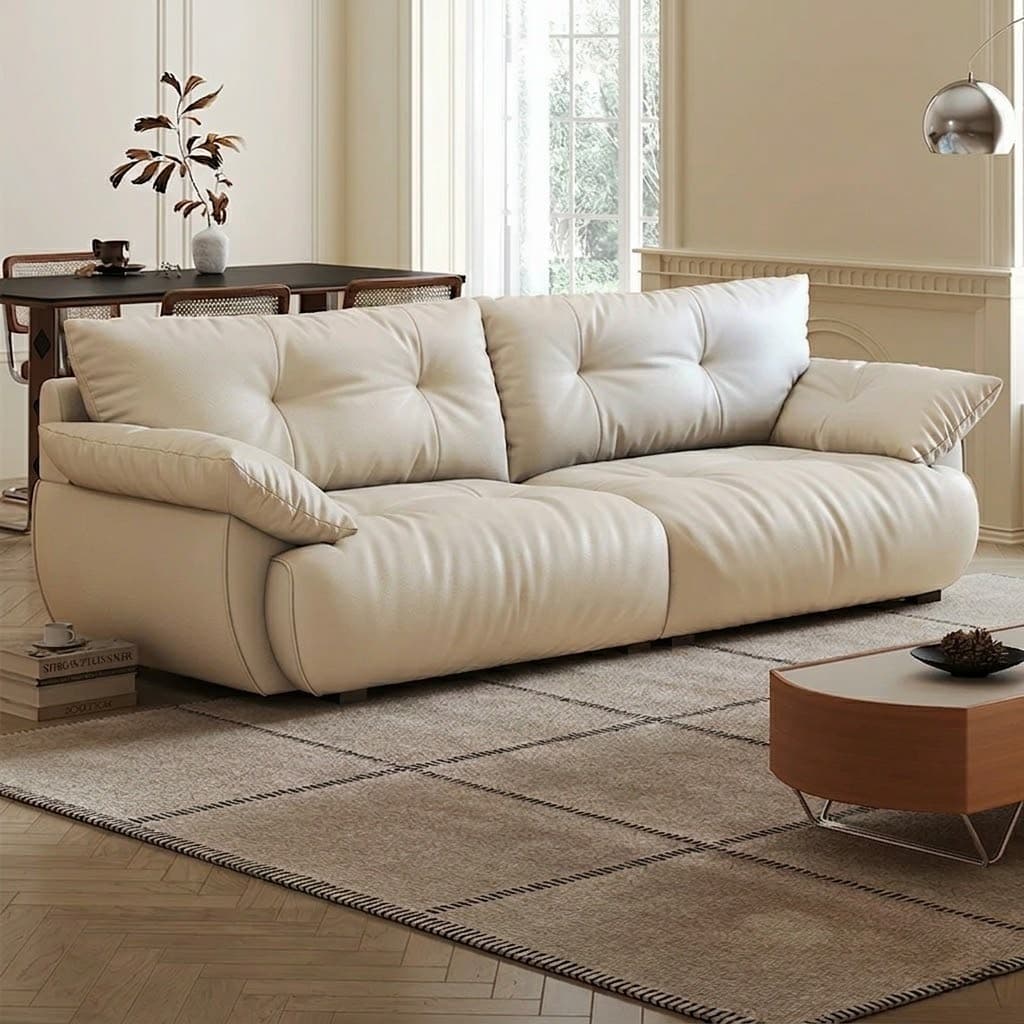 Petal-Back Leather Sofa lifestyle 1
