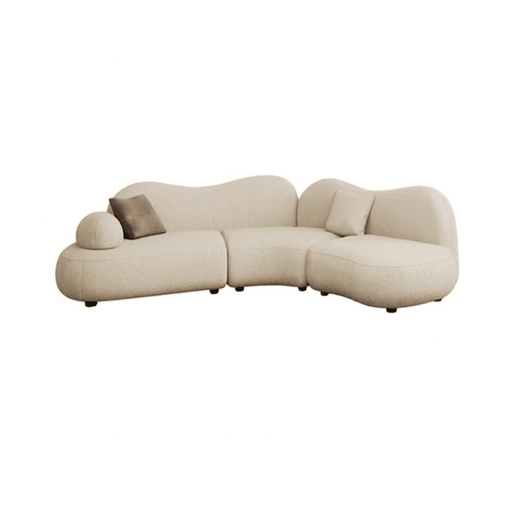 Off-White Curved Chenille Sectional lifestyle 1