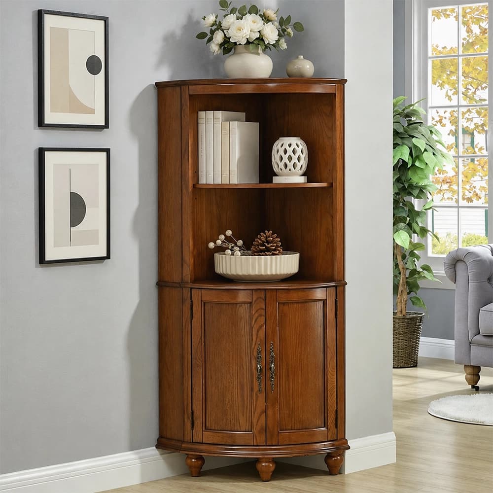 Vintage Walnut Corner Cabinet lifestyle 1