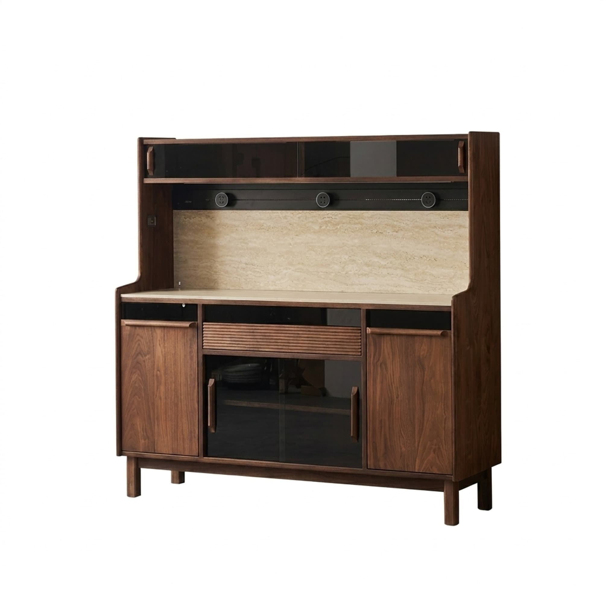 Solid Walnut Sideboard with Stone Top lifestyle 1
