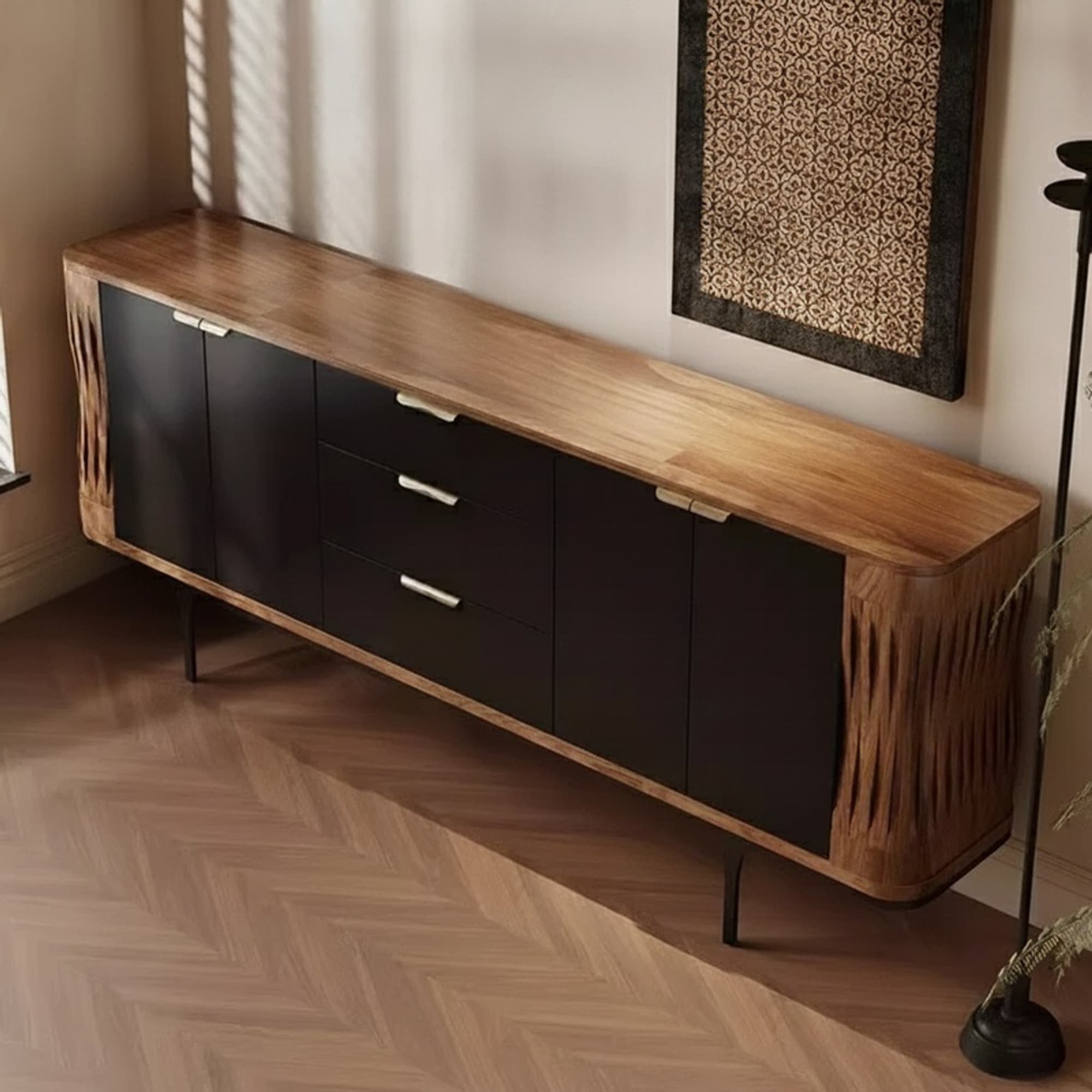 Mid-Century Solid Wood Sideboard lifestyle 1