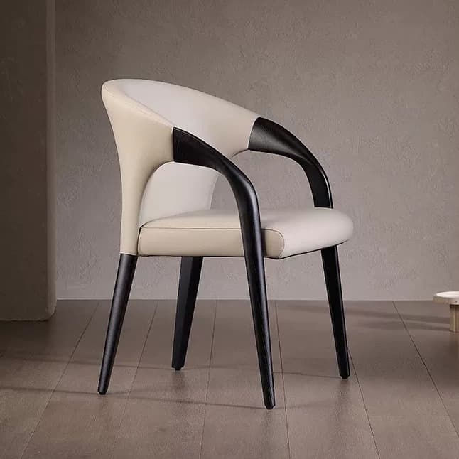 Classic Curved Wooden Leather Chair lifestyle 1