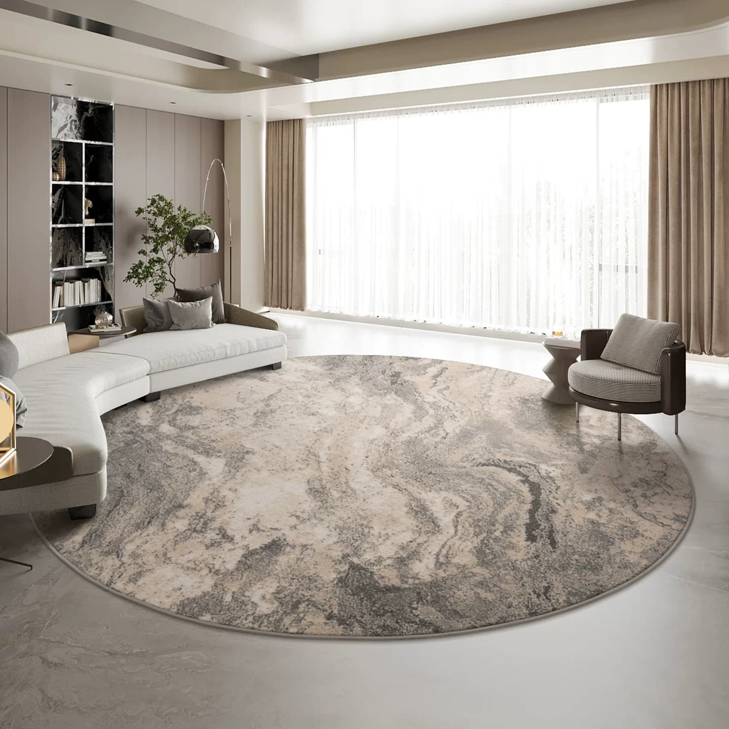 Round Rug with Marble Pattern lifestyle 3