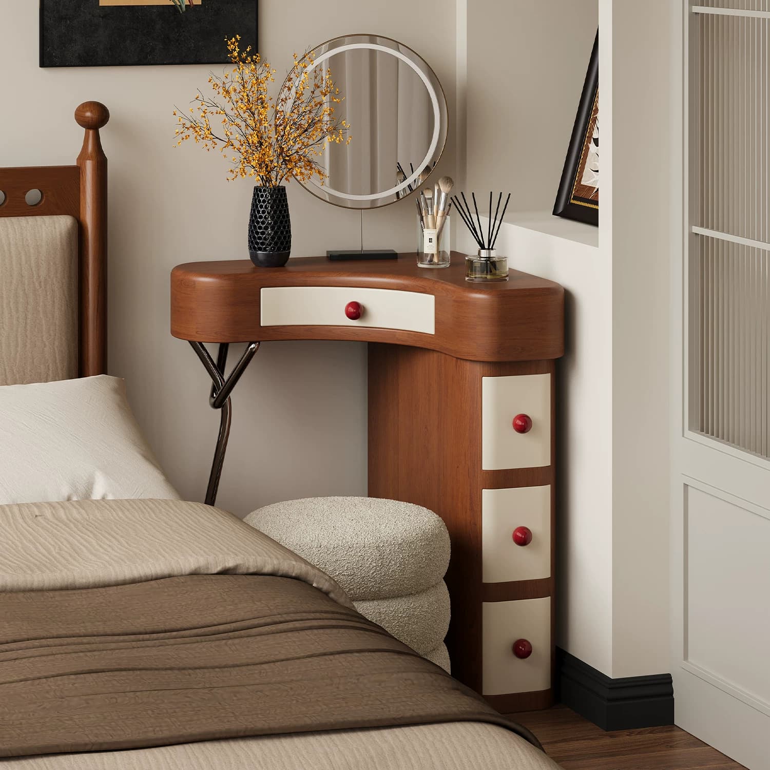 Rotatable Corner Vanity Table lifestyle 3