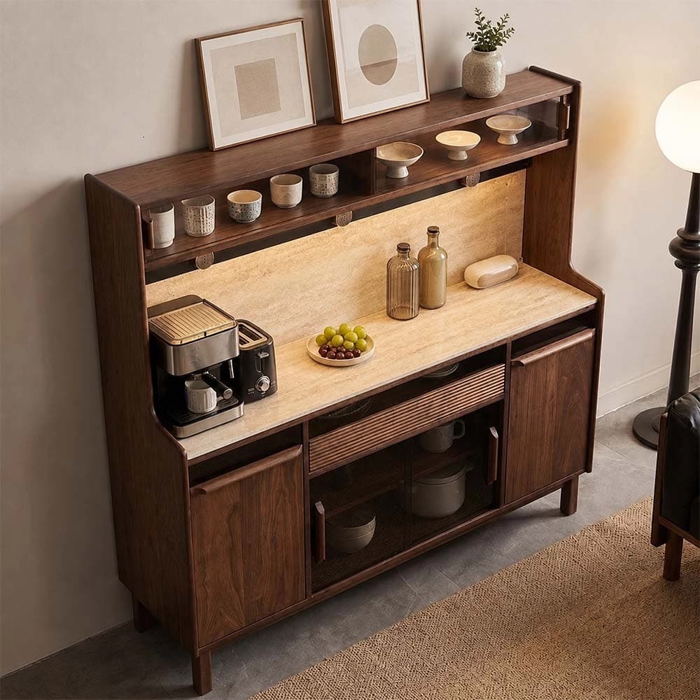 Solid Walnut Sideboard with Stone Top lifestyle 3