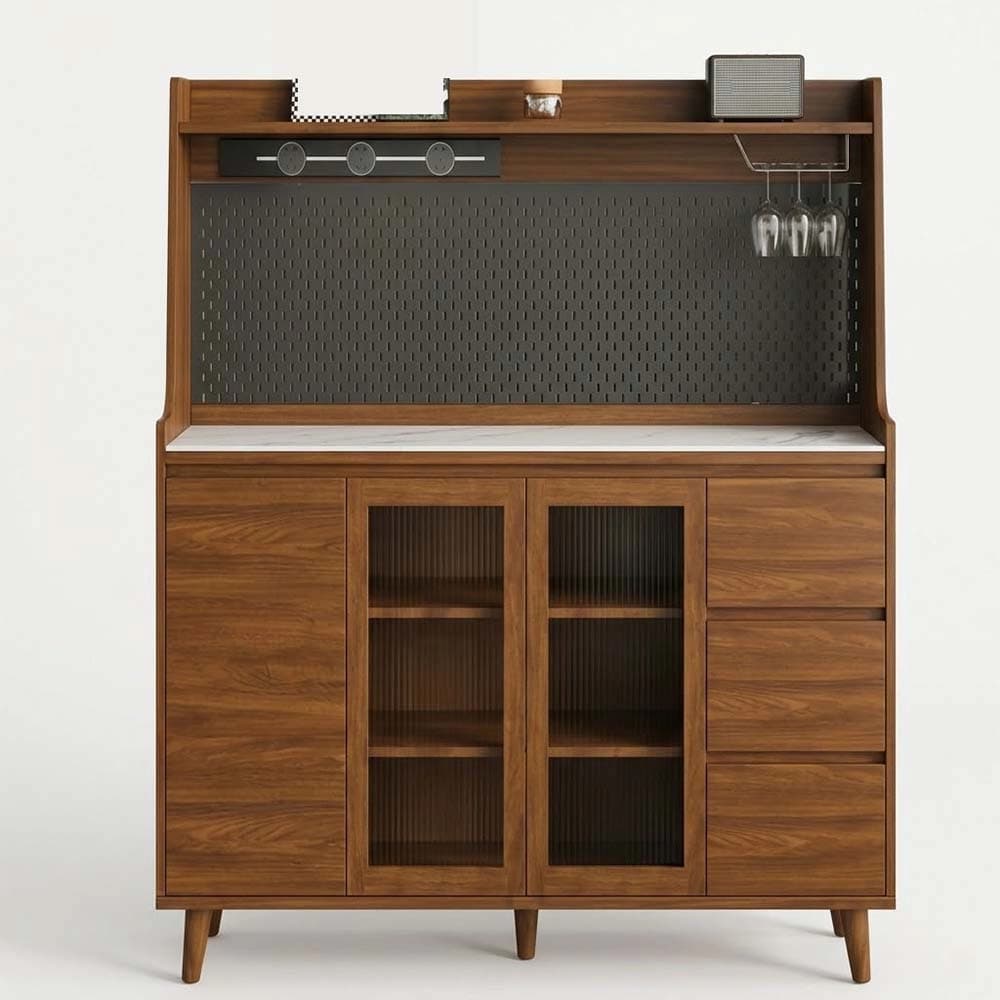 Mid-Century Walnut Wall Coffee Cabinet lifestyle 1