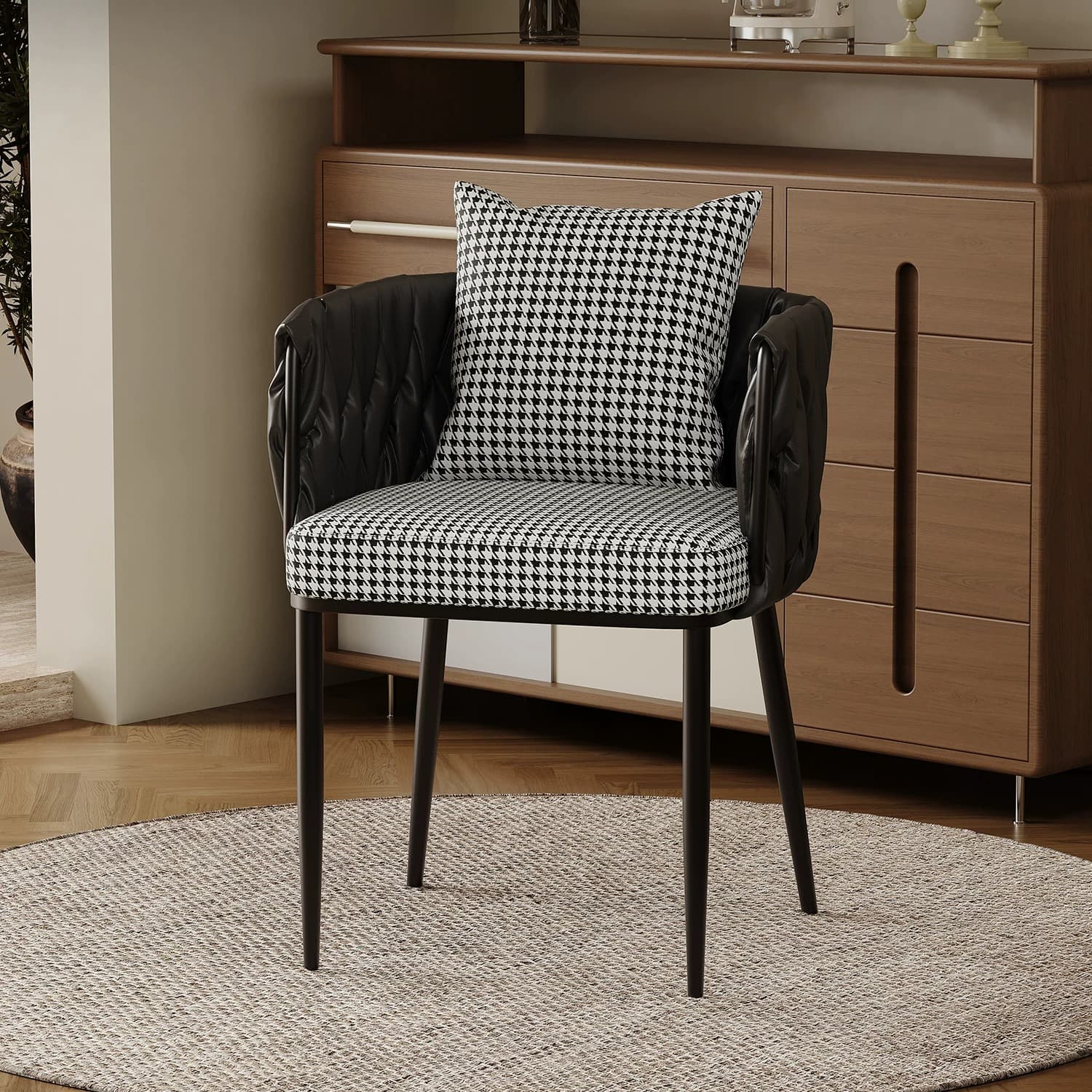 Iron Frame Woven Back Dining Chair lifestyle 1