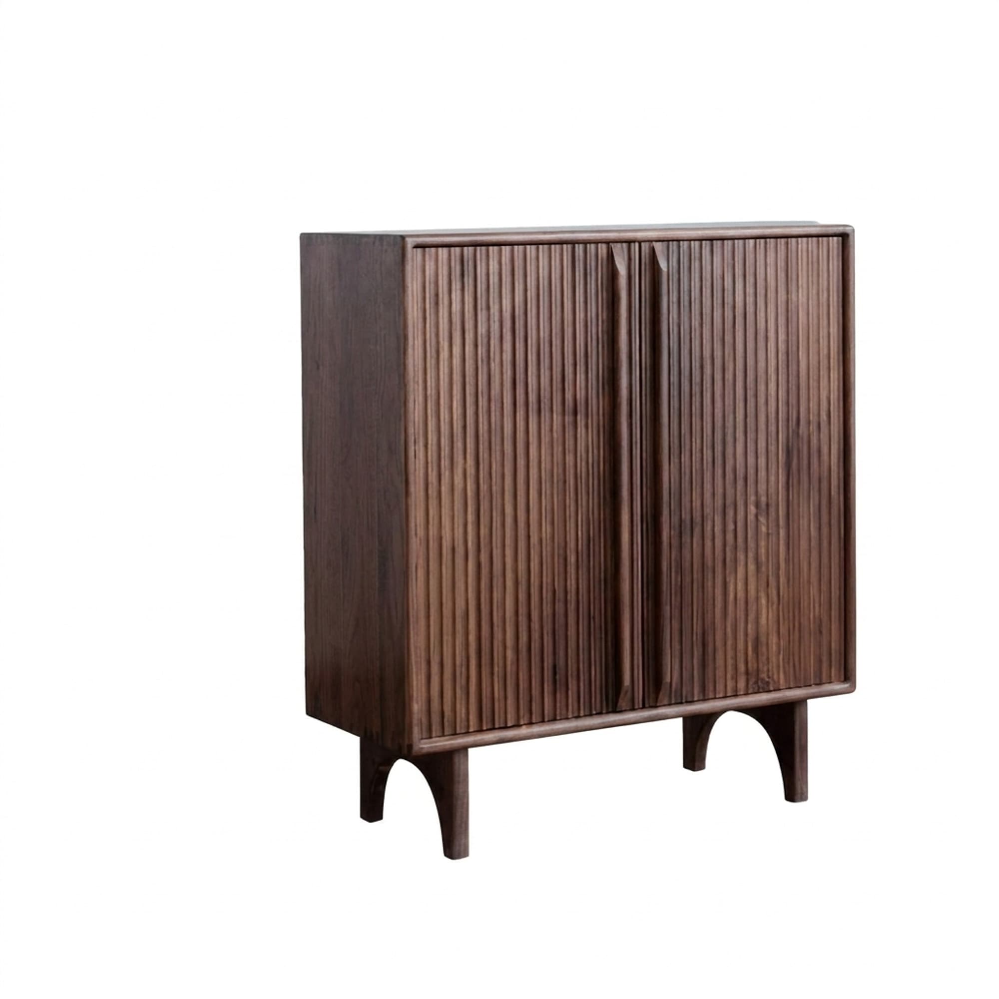 Black Walnut Vertical Grid Shoe Cabinet lifestyle 1