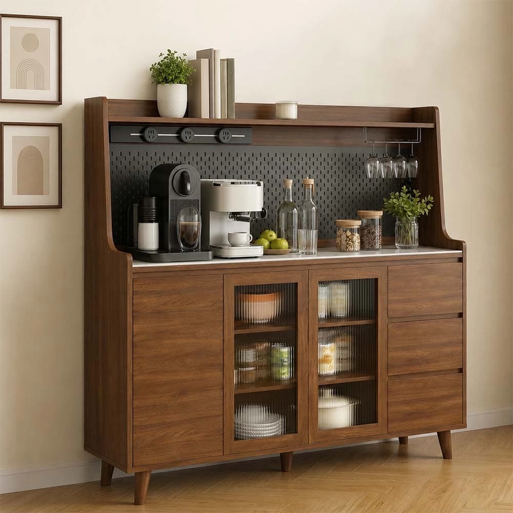 Mid-Century Walnut Wall Coffee Cabinet lifestyle 3